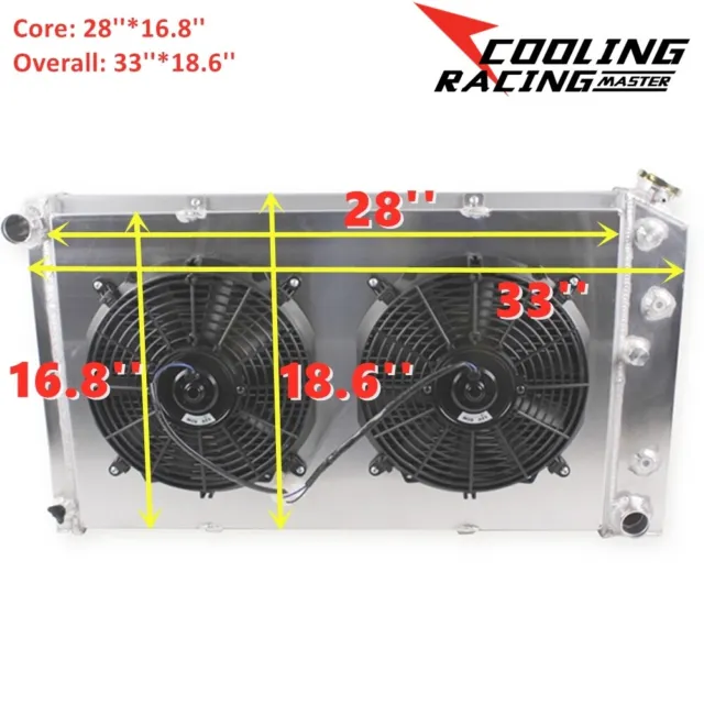 3 Rows Radiator 12'' Fans Shroud for 1971-1979 Chevy Caprice/ 1968-1973 Chevelle