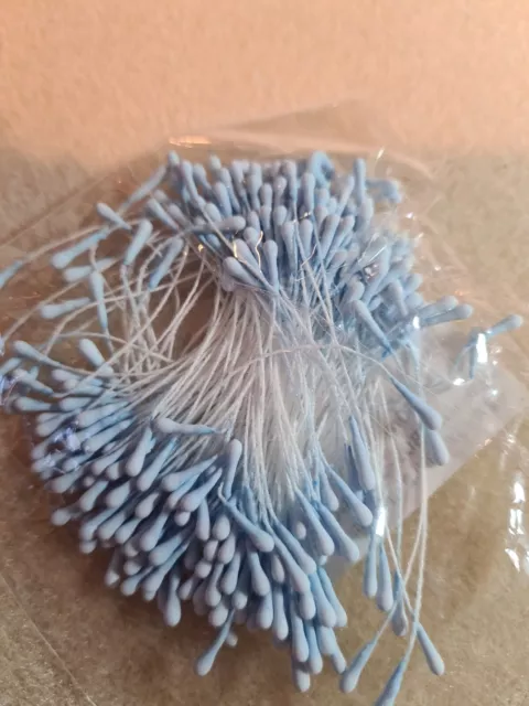 144pcs x 60mm matte baby blue double ended round tipped stamen