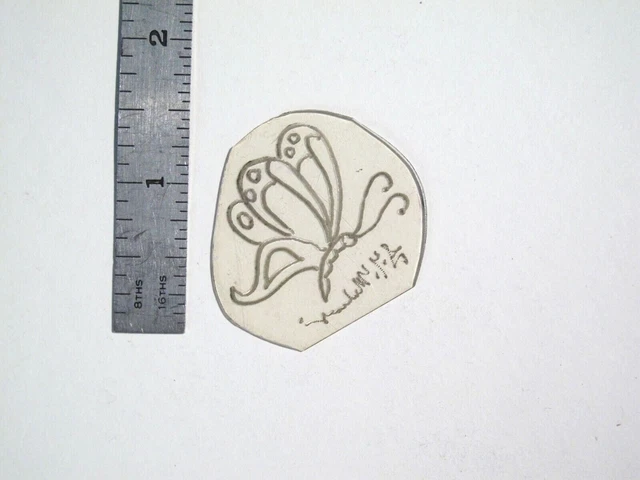 De Colección Años 60 Años 70 Tatuaje Flash Plantilla de Acetato Mariposa Puntas Rizadas Firmado BF2
