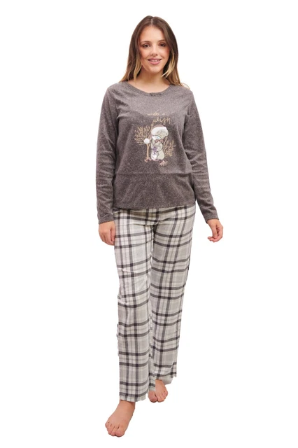 Womens Ladies Pyjamas PJ Top Bottoms Set Loungewear Fleece Tatty Teddy Size 4-22