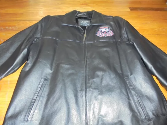 World Series of Poker Andrade Black Leather Coat Jacket Removable Lining Men’s L