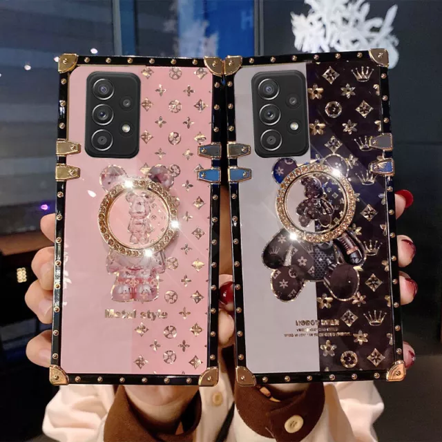 Luxury Glitter Cool Bear Stand Case Diamond Ring Cover For Various Phone