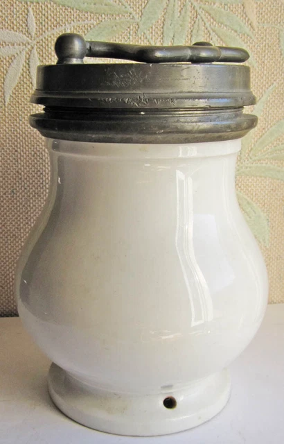 POT À SOUPE ou BOUILLON en céramique et étain. ancien 19° siècle.