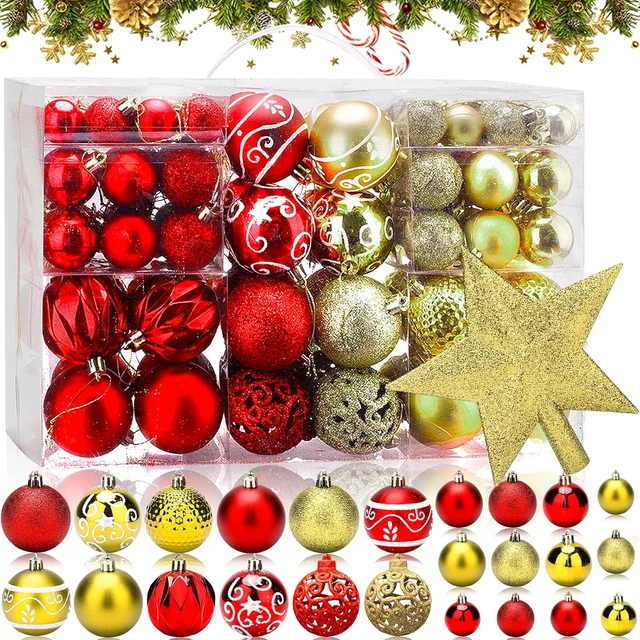 Set Di 12 Scintillanti Decorazioni Per L'albero Di Natale Da 6 Cm Palline Di Natale In Plastica Rosse E Verdi Stile Elfo Per Casa 98570380