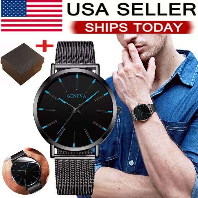 Waterproof Men's Watch Stainless Steel Quartz Analog Ultra Thin Business Luxury