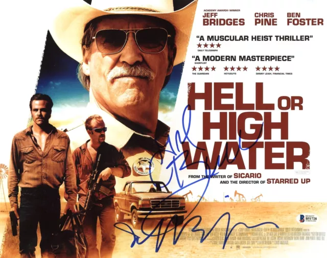 Jeff Bridges & Gil Birmingham Hell or High Water Signed 11X14 Photo BAS #B51728