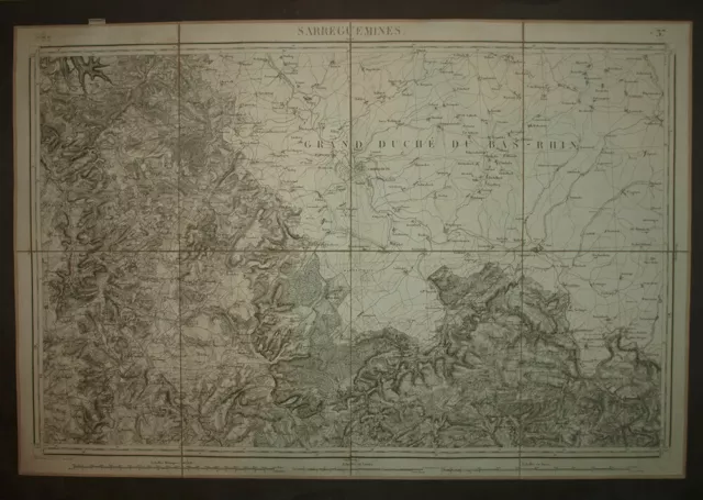 Region Of Sarreguemines Department the Moselle map Geographic old 1852