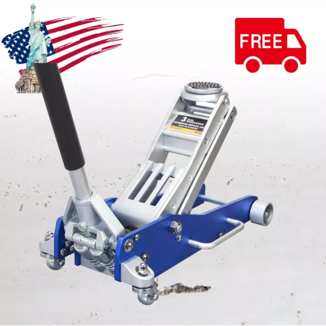 TCE 3 Ton Floor Garage Jack Lo w Pro file Economic Aluminum, Blue, Torin