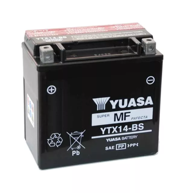 YUASA Batería de moto YTX14-BS de 12 AH YUASA