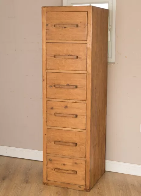 Vintage Pine Chest Of Drawers Filing Cabinet