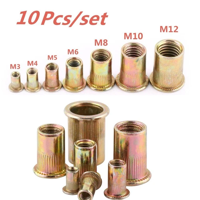10pcs Insert Nutsert Cap Carbon Steel Rivnut Threaded Rivet Rivet Nut  Home DIY