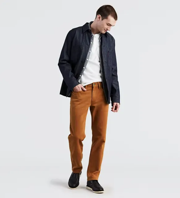 LEVI'S Men's 514 Rust Orange Brown Stretch Straight Fit Denim Jeans NEW 38x30
