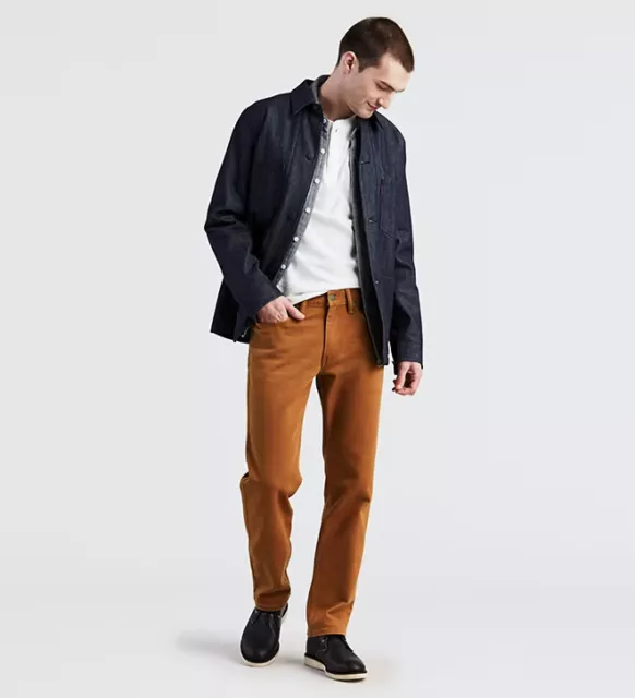 LEVI'S Men's 514 Rust Orange Brown Stretch Straight Fit Denim Jeans NEW 38x30