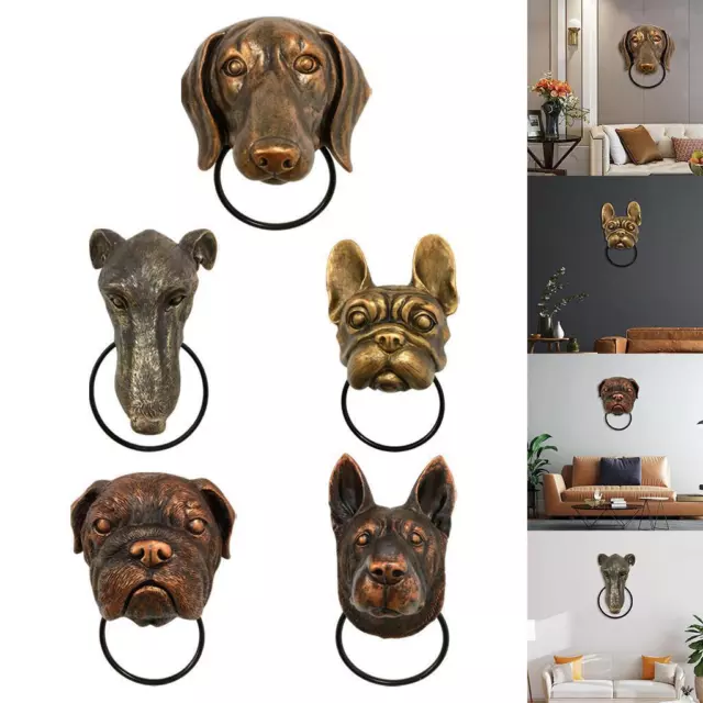 Vintage Style Dog Head Knocker Hanging Decoration Craft Figurine Sculpture