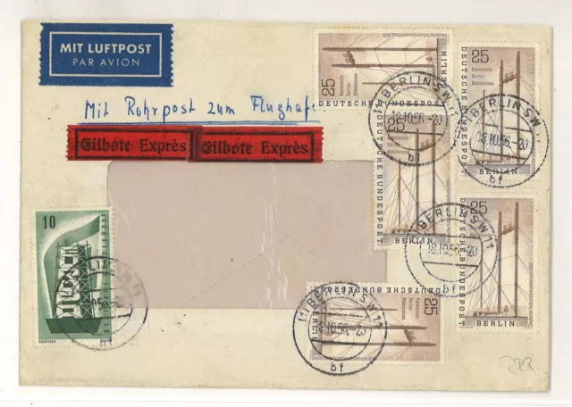 Berlin 1956 Luftpost Eilboten p. Rohrpost MiNr. 157 (!) nach Irland SH3000360