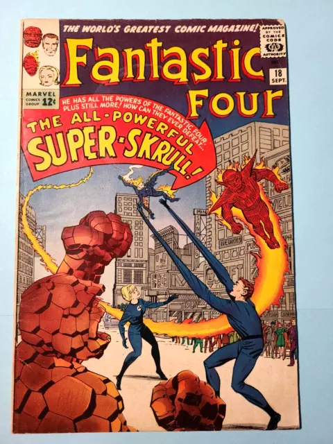 Fantastic Four #18 Marvel Comic 1963 1st Super Skrull Avengers Ad Stan Lee Kirby