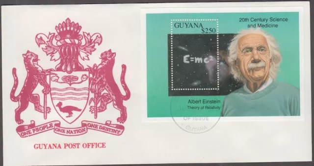 GUYANA Sc# 2684 FDC SOUVENIR SHEET with ALBERT EINSTEIN, SCIENCE and MEDICINE