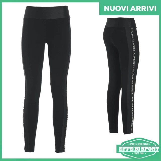 Leggings sportivo donna Deha pantalone vita alta con bande logate casual sport
