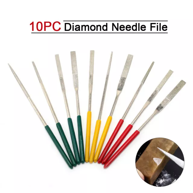 10X Mini Diamond Needle Files Ultra-thin Flat File for Polishing Wood Glass Tool