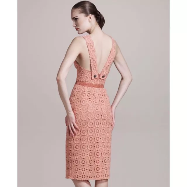 Dolce & Gabbana Coral Eyelet Shift Dress with Jeweled Button