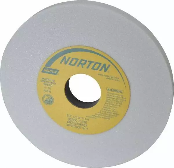 Norton 6" Diam x 1-1/4" Hole x 1/2" Thick, K Hardness, 60 Grit Surface Grindi...