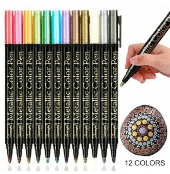 12 Farben Metallic Marker Set Metallische Stifte Pens DIY Fotoalbum Gästebuch N1