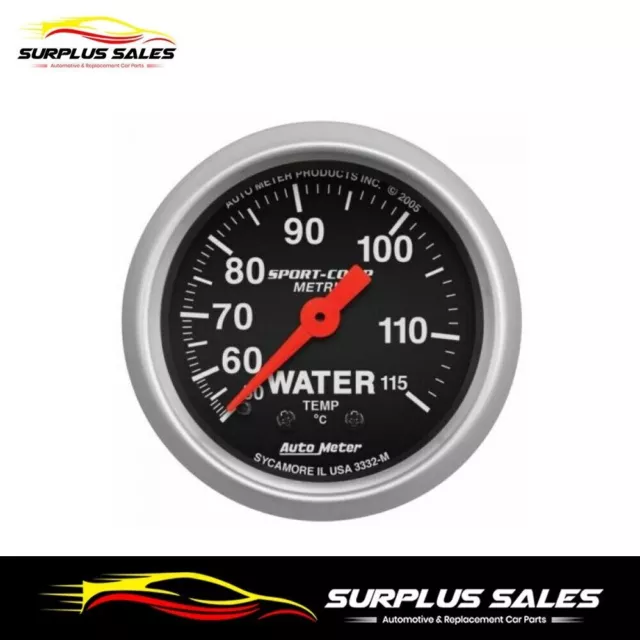 AU3332M AutoMeter Sport-Comp Analog Gauge Water Temperature 2 1/16 in