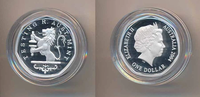 Australia: 2004 $1 Experimental Design Silver Proof - RAM Testing Lion,  Scarce.