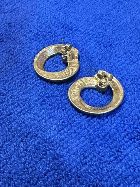 GOLD TONE AVON Twist Hoop Earrings With Rhinestone $10.00 - PicClick