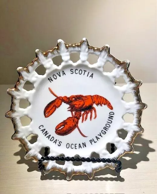 Vintage Nova Scotia Plate - Open Lace - Gold Edge - Souvenir Collectors Plate