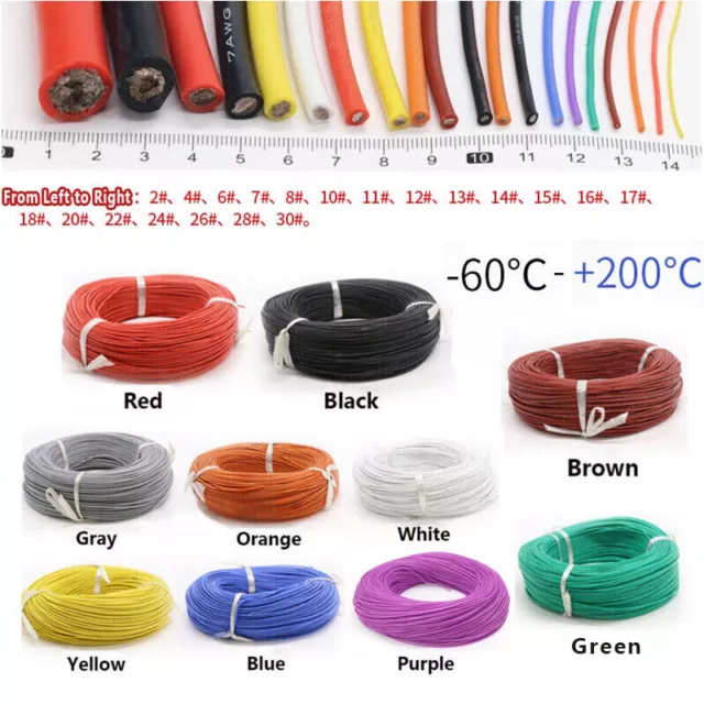 Flexible Soft Silicone Wire Cable 2AWG~30AWG UL High Temp Colorful Tinned Copper