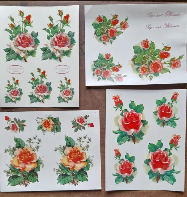 DDR, Nostalgie 4 Bögen Schiebebilder/Abziehbilder "Schöne 🌹 Rosen II"