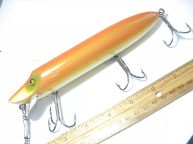 Heddon Musky Vamp old wood fishing lure glass eyes REPAINT by "K"