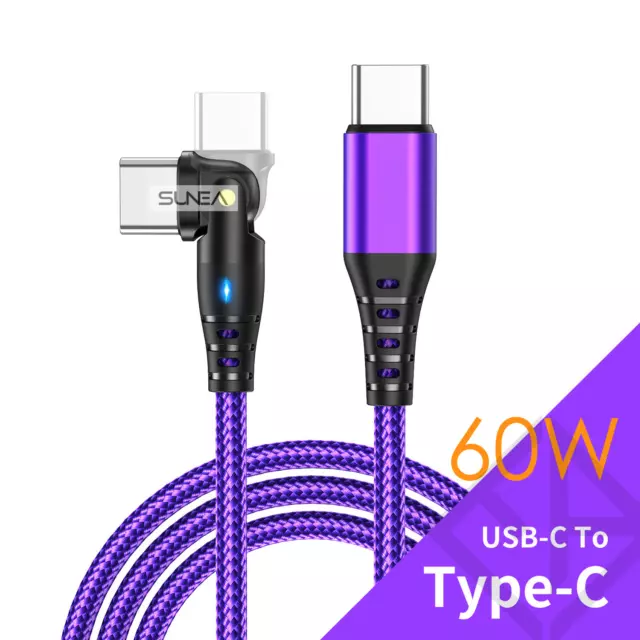 USB-C To Type C Cable PD 60W Fast Charging Cord Data Charger For Samsung 1M 2M