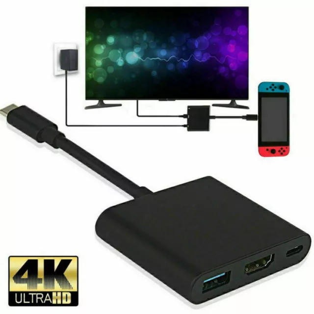 4K HDMI Adapter For Nintendo Switch USBC HDMI Converter Type-C Hub Adapter AU