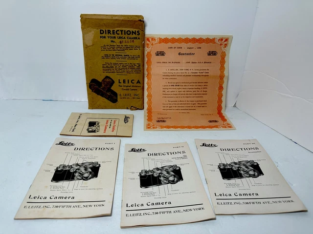 Leica Leitz Directions Part 1 II III  Instruction Camera, Lenses, Original Cert