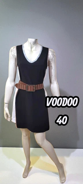 Robe Courte Sans Manches La Fée Maraboutée - Noir Et Gris, Taille 40 (Femme) - Coton/Polyester/Viscose - Occasion Très Bon état