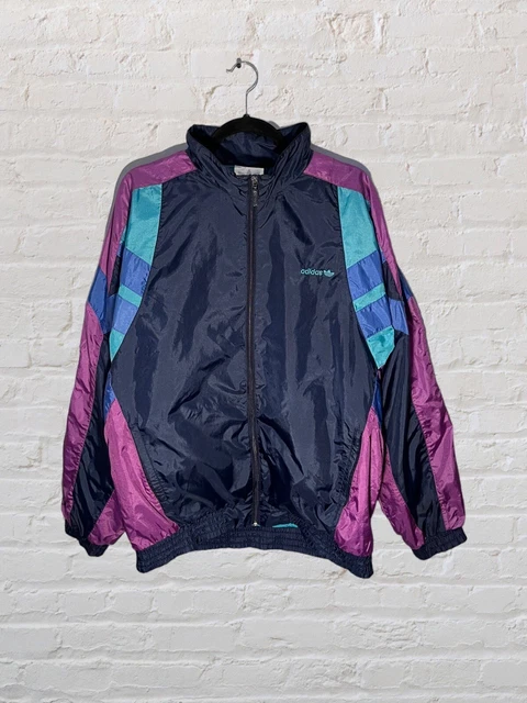 Vintage 80s 90s Adidas Shell Jacket Windbreaker Festival Multicolour- Size Large