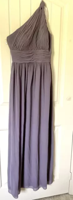 DONNA MORGAN 'Rhea' One-Shoulder Chiffon Dress in Grey Size 12