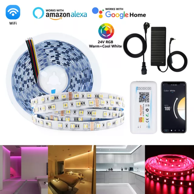 5 in 1 RGB+CCT LED Streifen RGBW Warmweiß Kaltweiß dimmbar Stripe Leiste 5m 10m