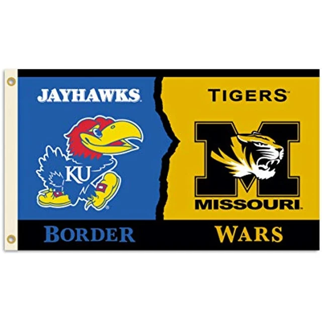 NCAA Kansas - Missouri 3-by-5 Foot Flag with Grommets - Rivalry House Divided