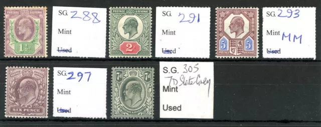 GB KEVII Selection of 5 x Mint Stamps SG 288/305 STC Cat £163