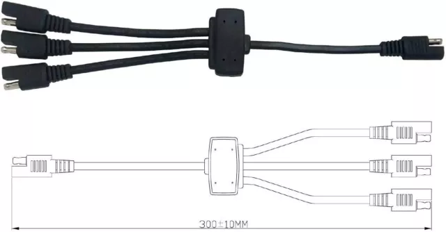 3 Way Battery Tender Charger Cable Sae Splitter Quick Connector Cord 2 Pole 12V 3 Way Battery Tender Charger Cable Sae Splitter Quick Connector Cord 2 Pole 12V