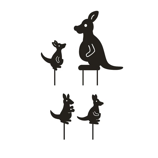 Tier Silhouette Garten Stake Schwarz Känguru Silhouette Stake Kunst Rasen