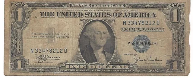 1935 Series C One Dollar Blue Seal Note Silver Certificate