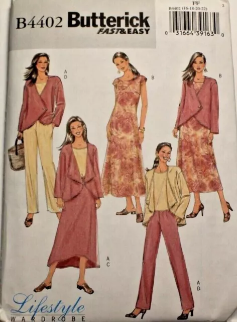 Butterick 4402 Misses Jacket Top Dress Skirt & Pants Sewing Pattern 16-18-20-22