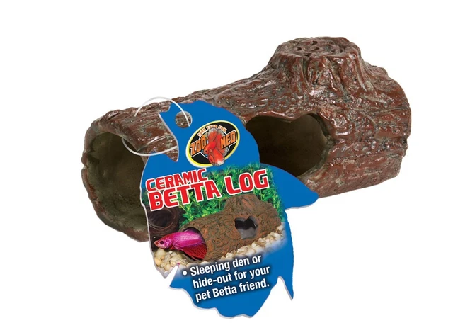 Zoo Med Labs Betta Ceramic Log Small Natural Looking Sinking Shelter Dwell Fish