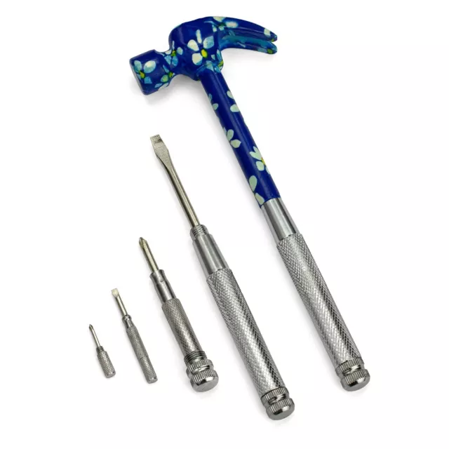 Floral Hammer & Screwdriver 6 Piece Tool Set Pattern 4, Flower Women's Tools