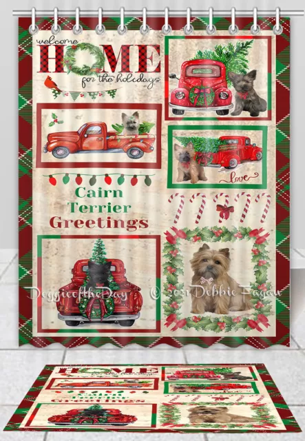 Cairn Terrier Dog Bath Mat & Shower Curtain Set Christmas Personalized NWT