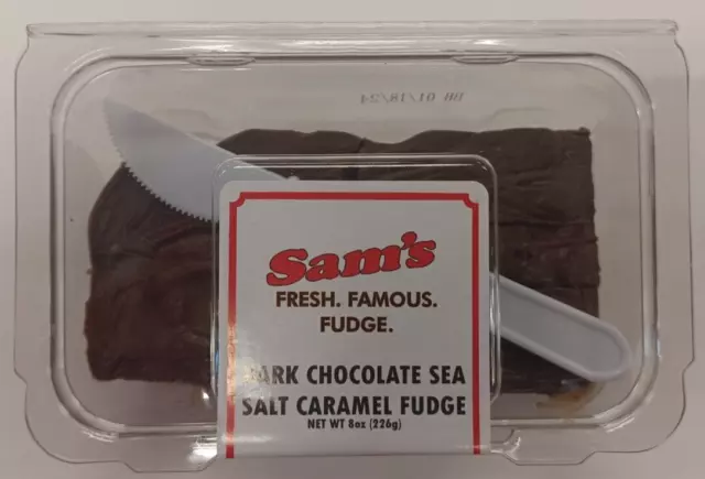 Dark Chocolate Sea Salt Caramel Sams Fresh Famous Fudge Candy 8 oz Container